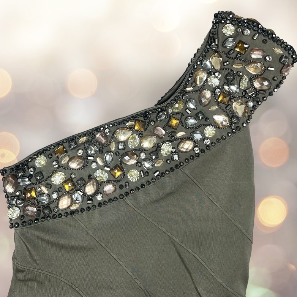 Bebe Rhinestone One-Shoulder Dress - Picture 4 of 6